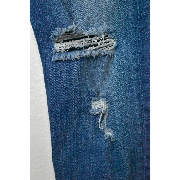 Express Ankle Legging Super High Rise Raw Hem Jeans 4 Stretch Denim Embroidered - Picture 7 of 15